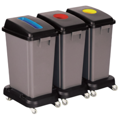 Set de 3 bac recyclage 60 L à roulettes - Pongal