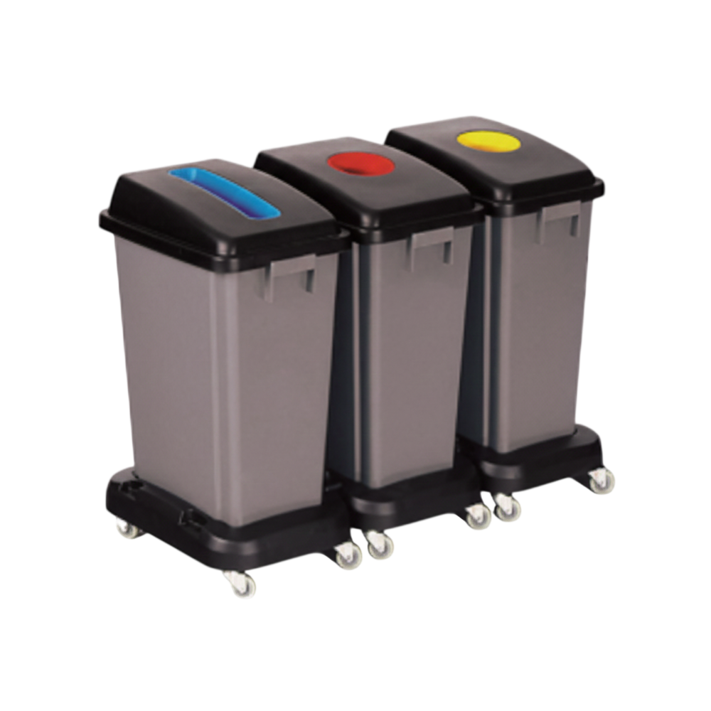 Set 3 bac recyclage 60 L à roulettes - Pongal