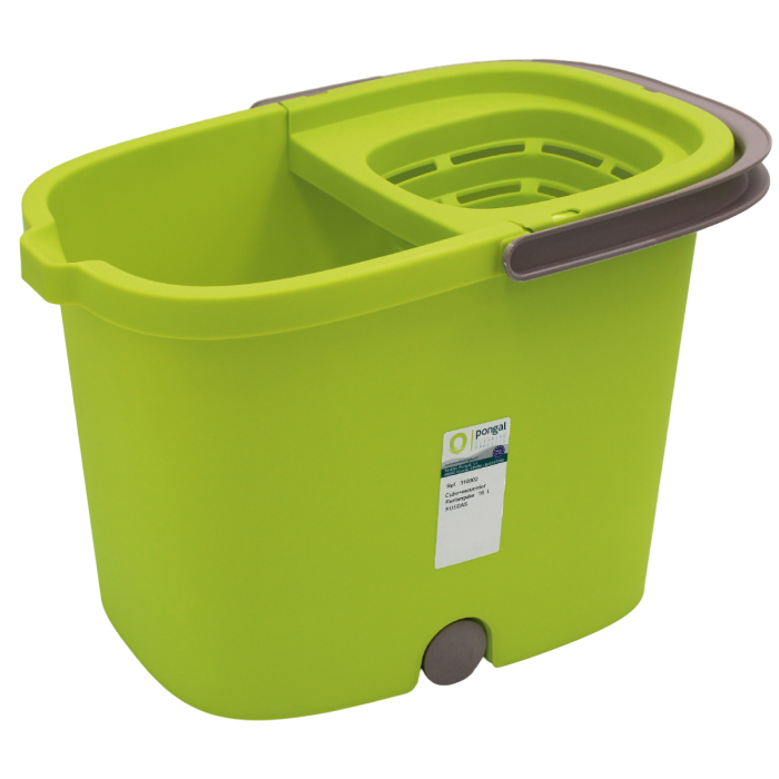 Seau avec essoreur rectangle avec roulettes 16 L - Pongal