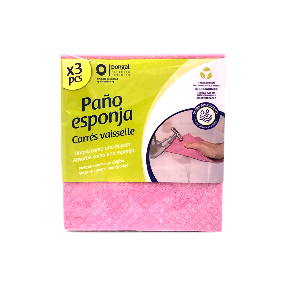 Lot de 3 éponges en tissus 18x20 cm - Pongal