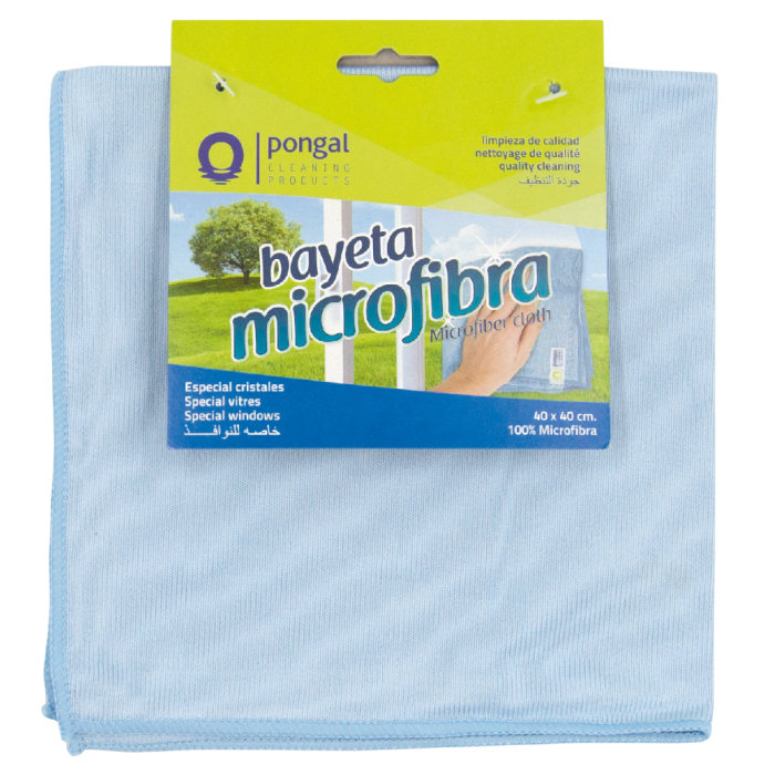 Lavette microfibre fenêtre 40x40 bleu - Pongal