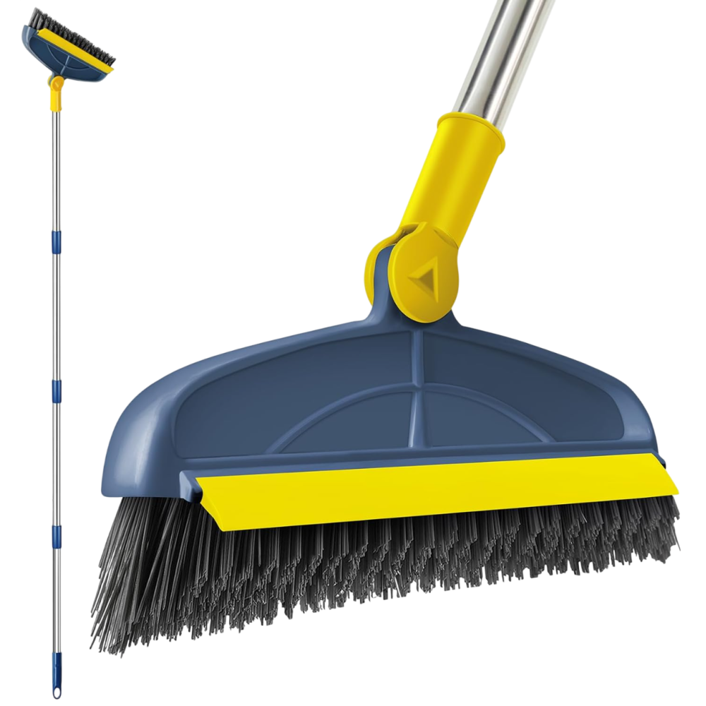 Balai brosse avec raclette et long manche